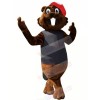 Brown Beaver with Red Hat Mascot Costumes Cartoon