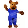 Brown Teddy Bear with Blue Suit Mascot Costumes Animal