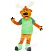 Happy Deer with Green T-shirt Mascot Costume Animal