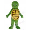 Happy Green Turtle with Yellow Shell Mascot Costume