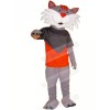 Happy Grey Cat Mascot Costumes Cartoon