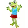 Girl Frog with Blue Vest Mascot Costumes Cartoon	