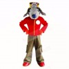 Grey Bedlington Dog with Red Shirt Mascot Costumes School