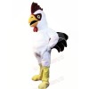 Power Muscular White Rooster Mascot Costume Cartoon