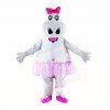 Girl Hippo with Pink Bow Mascot Costumes Cartoon