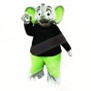 Green Elephant with Black Shirt Mascot Costumes Cartoon