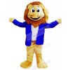 Lion with Blue Jacket Mascot Costumes Cartoon	