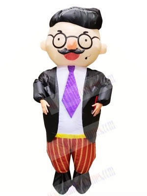 Handsome Boss with Glasses Inflatable Mascot Costumes Cartoon