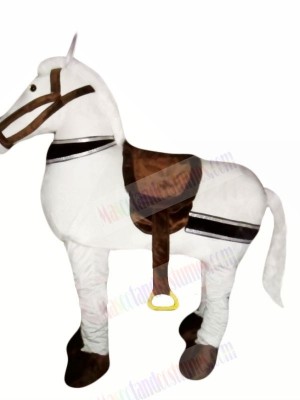 Cute White New 2 Person Horse Mascot Costume