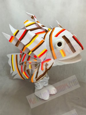 Lionfish Mascot Costume Cartoon with Colorful Stripes