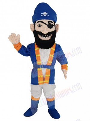 Blackbeard Pirate Mascot Costume People in Blue Uniform