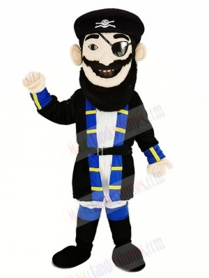 Beard Pirate in Blue Coat Mascot Costume People