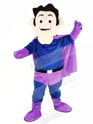 Super Hero with Purple Cloak Mascot Costume People