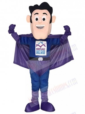 Super Hero in Purple and Blue Mascot Costumes People