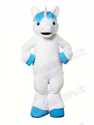 Unicorn With Blue Mane Mascot Costume 