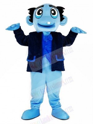 Blue Ghost with Black Coat Mascot Costume