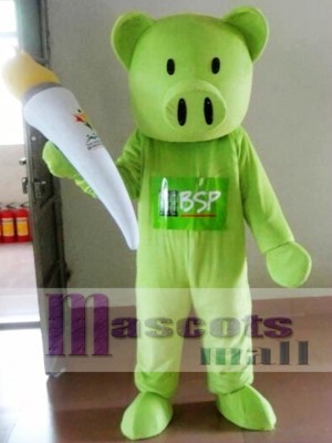 Green Pig Mascot Costume Adult Costume