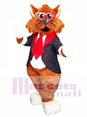 High Quality Cat Mascot Costume with Red Glasses