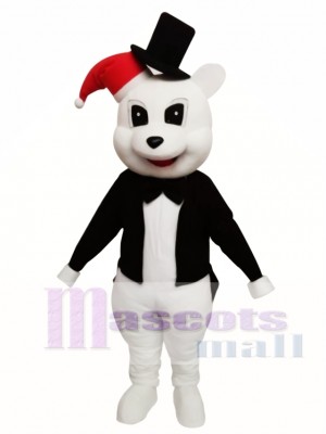 Animal White Bear With Black Jacket Chirstmas Mascot Costume