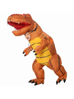 Brown T-Rex Dinosaur Inflatable Costume Air Blow up Party Suit for Adult/Kid