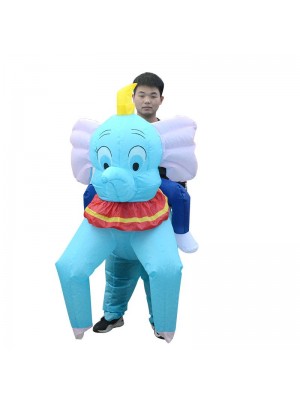 Blue Elephant Carry me Ride on Inflatable Costume Halloween Christmas for Adult