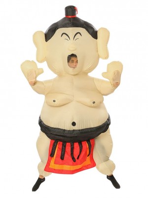 Sumo Inflatable Costume Halloween Christmas Fancy Blow up Fat Suit for Adult White Skin