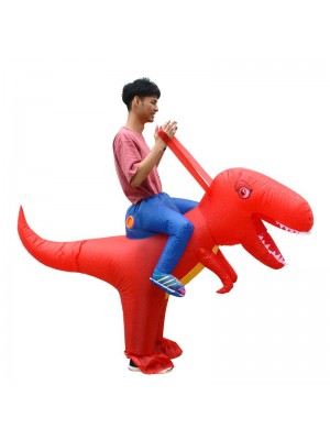 Red Dinosaur with Big Head Carry me Ride on Inflatable Costume Halloween Christmas for Adult/Kid