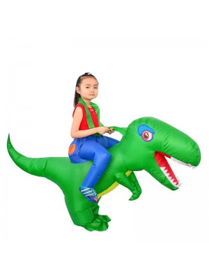 Green Dinosaur with Big Head Carry me Ride on Inflatable Costume Halloween Christmas for Kid