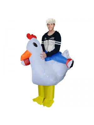 White Chicken Carry me Ride on Inflatable Costume Fancy Dress Cosplay Costume for Adult 