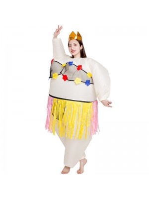 Ballerina Inflatable Costume Tiara Crown Halloween Christmas Costume for Adult Grass Skirt