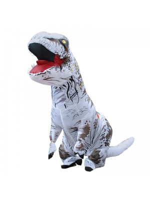 White Tyrannosaurus T-Rex Dinosaur Inflatable Costume Halloween Xmas for Adult/Kid