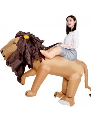 Brown Lion Carry Me Ride on Inflatable Costume Fancy Dress Cosplay Costume