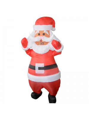 Santa Claus with White Belt Inflatable Costume Halloween Christmas Costume for Adult 