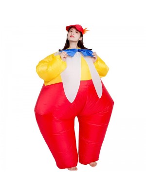 Clown with Tie Inflatable Costume Halloween Christmas Jumpsuit for Adult