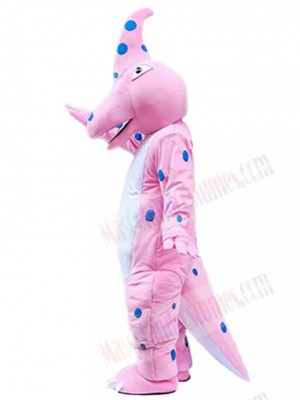 Pink Parasaurolophus Dinosaur Mascot Costume Animal with White Belly