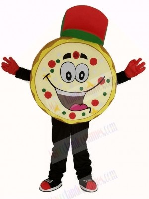 Yummy Pizza with Red Hat Mascot Costume