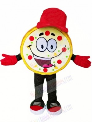 Funny Pizza with Red Hat Mascot Costumes Cartoon