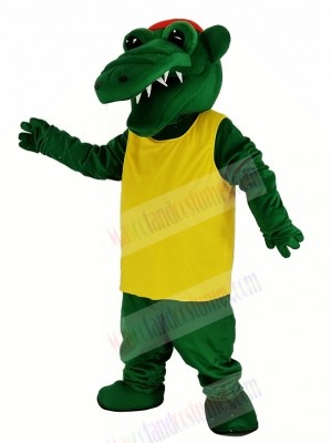 Tuff Gator with Yellow T-shirt Mascot Costume Animal