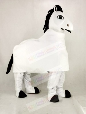 White Two Person Horse Mascot Costume Cartoon