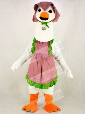 White Mother Goose with Dress Mascot Costume School