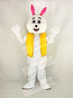 Easter Bunny Rabbit with Yellow Vest Mascot Costume Cartoon