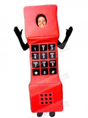 Red Cell Phone Mascot Costume Cartoon