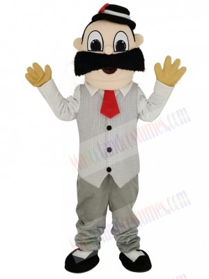 Barber in White Shirt Mascot Costume