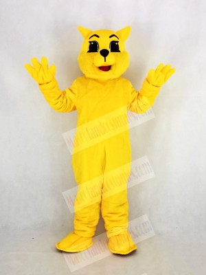 Yellow Wildcat Mascot Costume Cartoon	