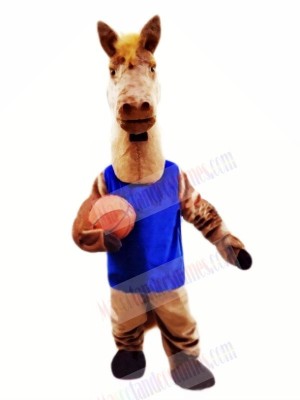Basketball Horse with Blue Vest Mascot Costumes Animal