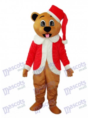 Brown Christmas Bear Mascot Adult Costume