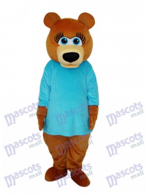 Ms.Bear in Blue T-shirt Mascot Adult Costume Animal 