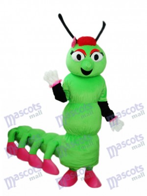 Greeen Worm with Long Tail Mascot Adult Costume Insect