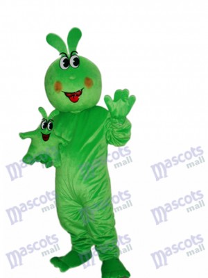 Happy Green Worm Mascot Adult Costume Insect