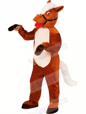 Smiling Brown Horse Mascot Costumes Cartoon	